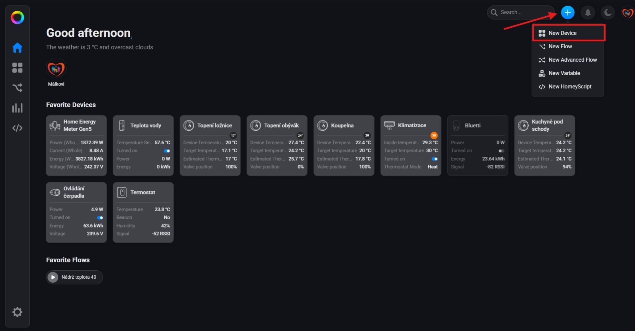 Kompatibilita chytré domácnosti v homey 1